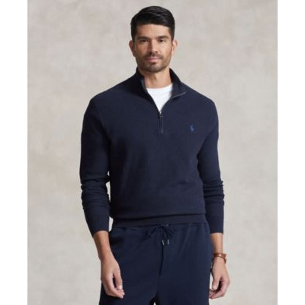 NWT Polo Ralph Lauren Sweater Mesh-Knit Cotton Quarter-Zip Blue Size 4XB